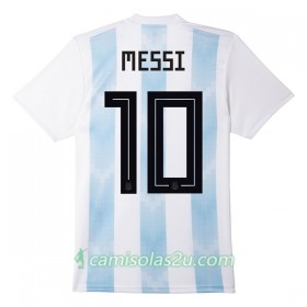 Camisolas de Futebol Argentina Messi 10 Equipamento Principal Copa do Mundo 2018 Manga Curta